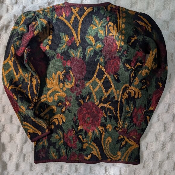 VINTAGE Art deco floral knit sweater - Picture 10 of 10